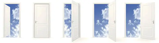 Vector illustration of Open doors to sky