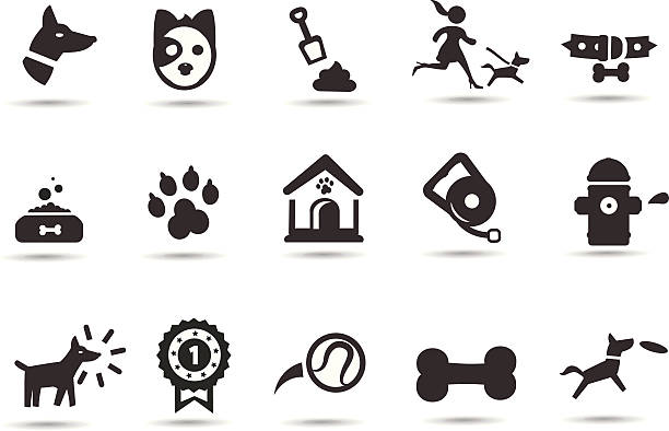 Bекторная иллюстрация Собака и ПЭТ иконок