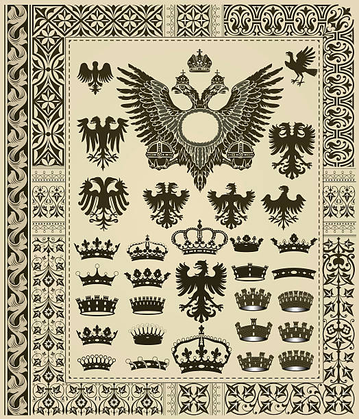 illustrazioni stock, clip art, cartoni animati e icone di tendenza di elementi di design - coat of arms illustrations