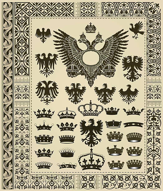 elementy projektowe - frame retro revival old fashioned ornate stock illustrations