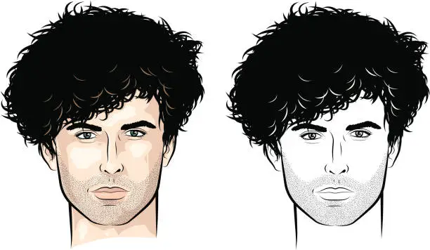 Vector illustration of Man with lots of curls