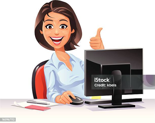 Female Office Worker Stock Illustration - Download Image Now - Women,  Cartoon, Happiness - iStock