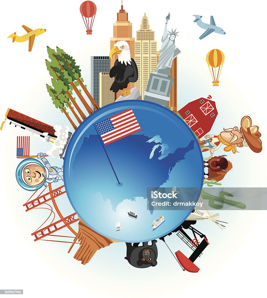 USA viaje símbolos - arte vectorial de América del norte libre de derechos