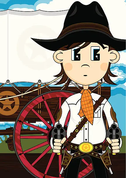Vector illustration of Cowboy Sheriff & Chuck Wagon