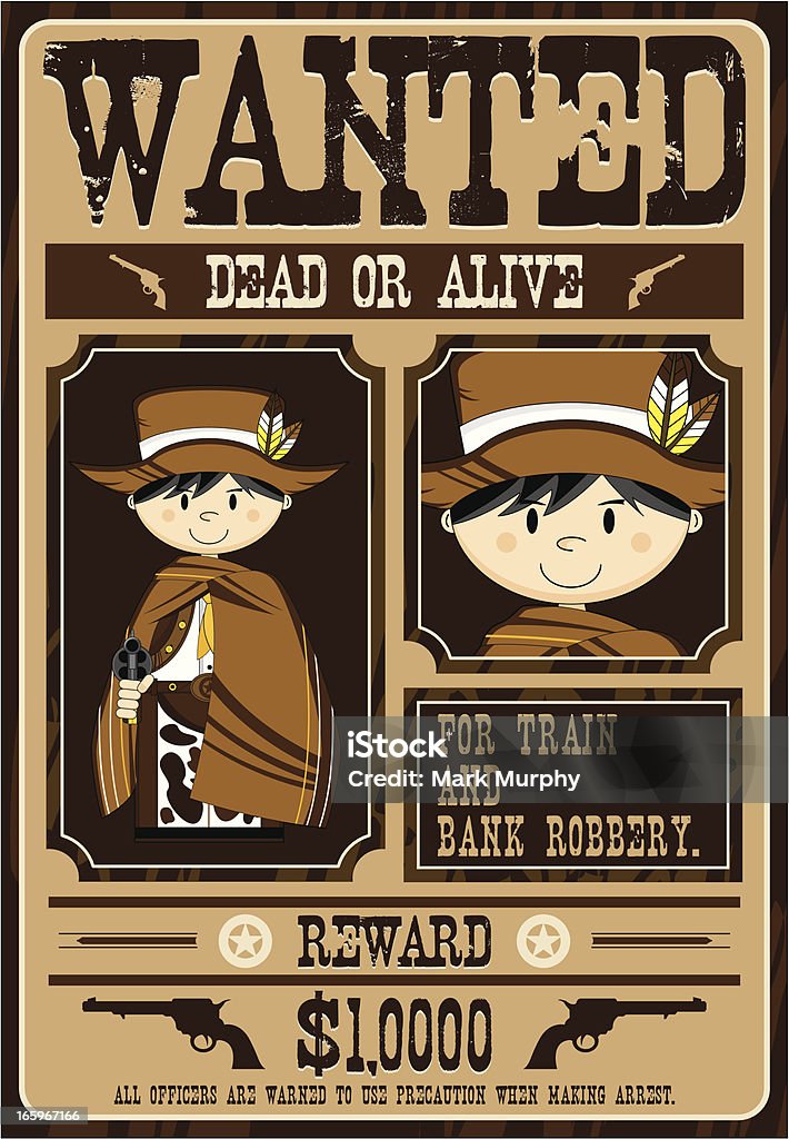 Linda Cowboy Outlaw quería póster - arte vectorial de Agarrar libre de derechos