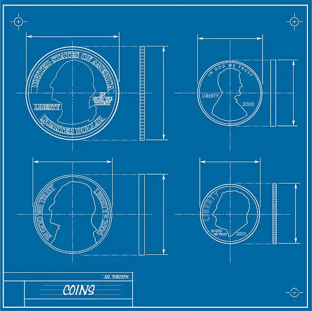 Vector illustration of Coin Blueprint