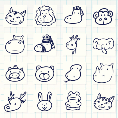 Vector File of Doodle Animal Icon Set