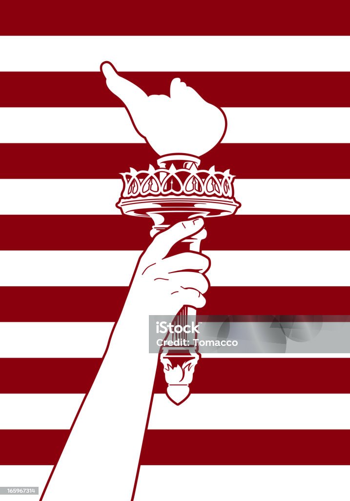 Torch stripes Hand holding a torch with striped backgorund. Statue of Liberty - New York City stock vector