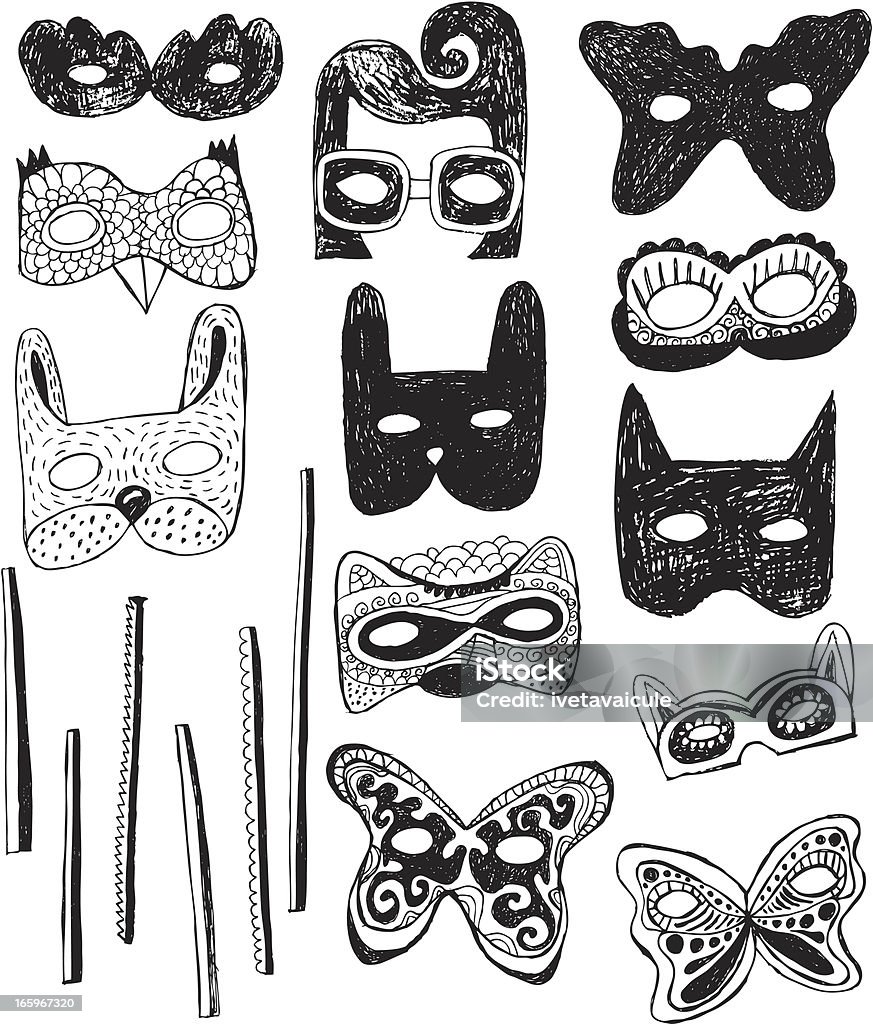 Fun face mask Vector file of hand drawn face masks. Mask yourself!! Mask - Disguise stock vector