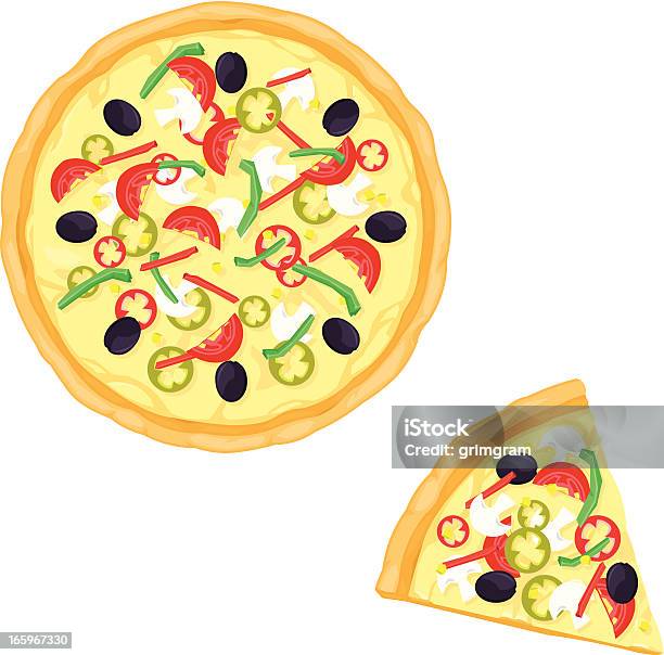 Pizza Végétarienne Vecteurs libres de droits et plus d'images vectorielles de Maïs doux - Maïs doux, Pizza végétarienne, Aliment