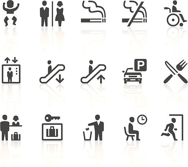 일반공개 징후 - silhouette interface icons wheelchair icon set stock illustrations