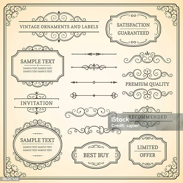 Décorations Vintage Et Étiquettes Vecteurs libres de droits et plus d'images vectorielles de Bordure - Bordure, Calligraphie, Circonvolution