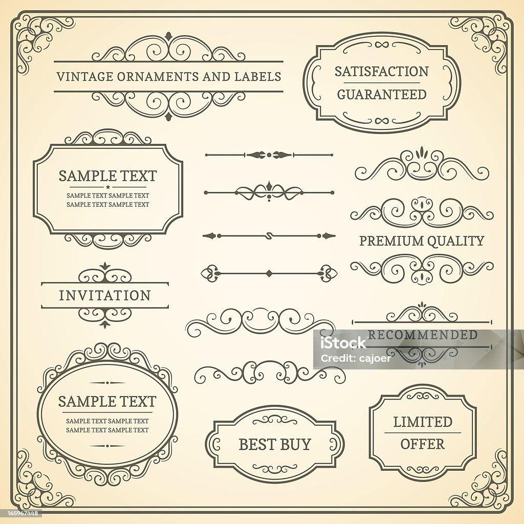 ヴィンテージのオーナメントとラベル - イラストレーションのロイヤリティフリーベクトルアート
