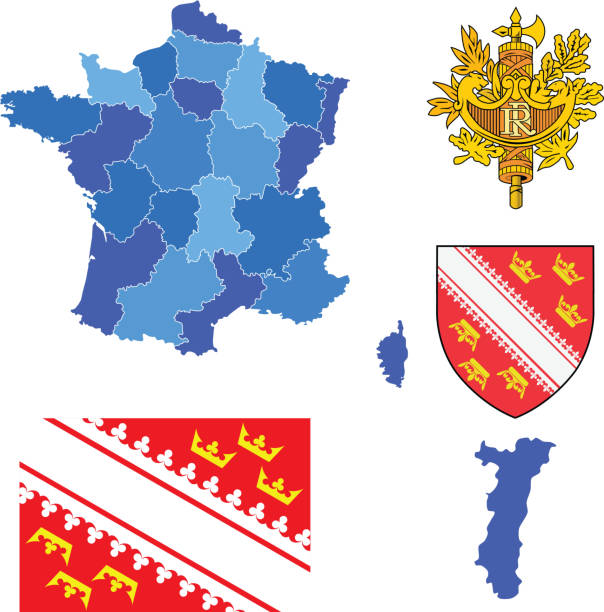 Alsace reion set Vector illustration of Alsace region, contains: french flag clip art stock illustrations