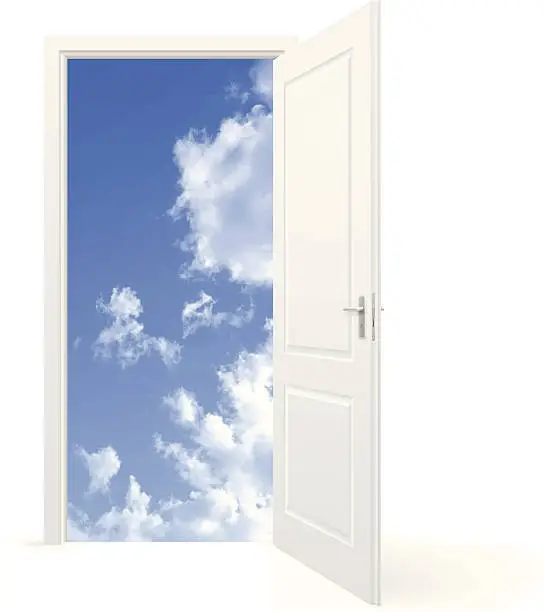 Vector illustration of Open door to sky