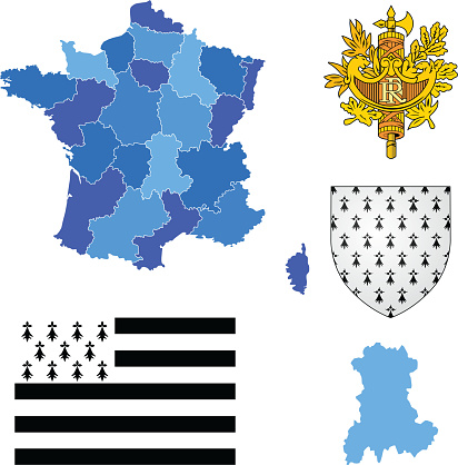 Vector illustration of Brittany region set, contains: