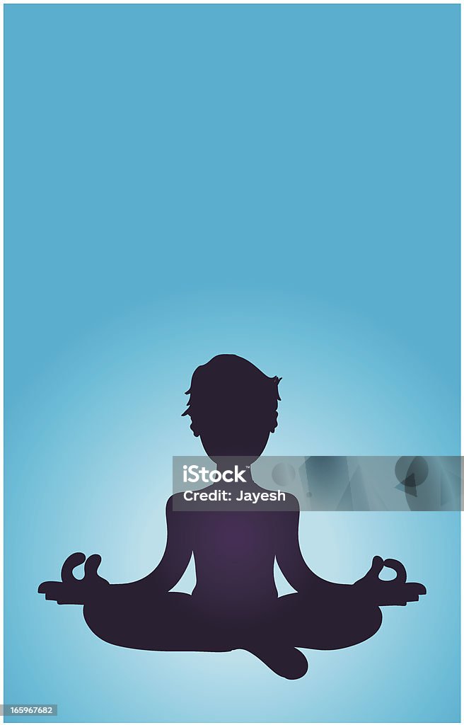 Silhouette of a Man Meditating A silhouette of a man who is meditating. A vector .ep8 and a high resolution .joeg is included with a download. Asian Culture stock vector