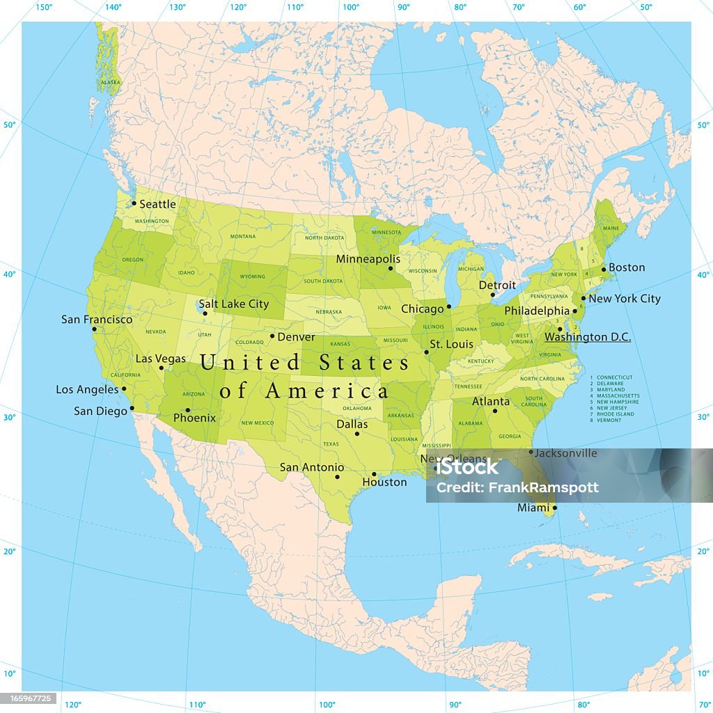 米国ベクトルマップ - 地図のロイヤリティフリーベクトルアート