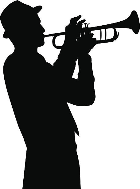 trumpet player vector art illustration