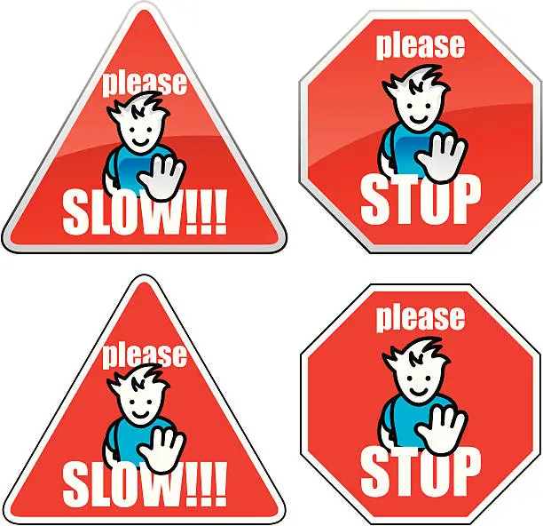Vector illustration of Slow & Stop