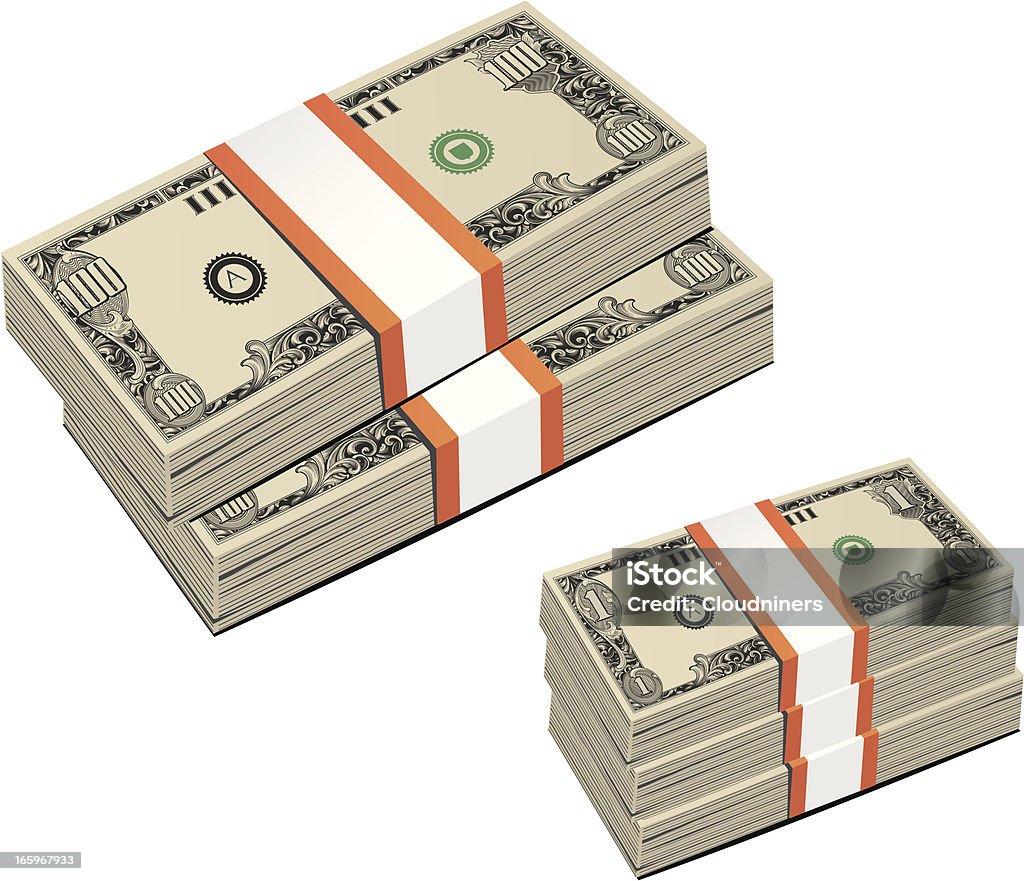 Pilha de dinheiro dólares americanos - Vetor de Nota de Cem Dólares Americanos royalty-free