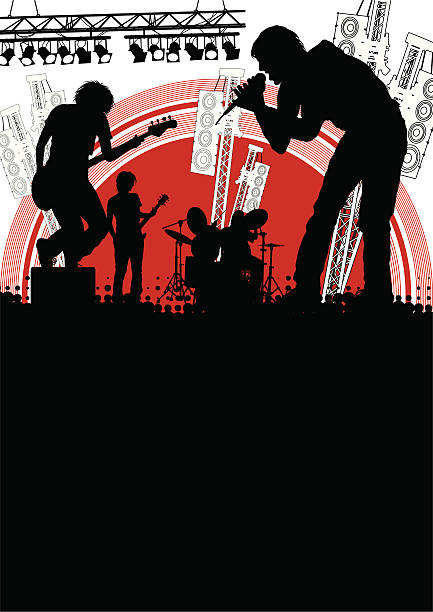 Band on stage vector Illustration of a musical band on stage modern rock stock illustrations