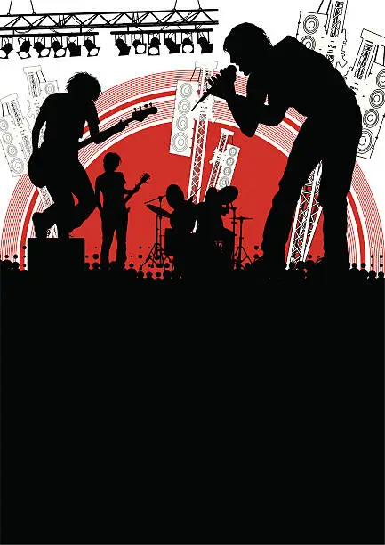 Vector illustration of Band on stage