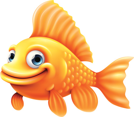 A cartoon goldfish.