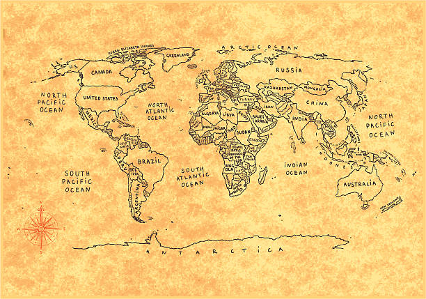 mapa świata - rough backgrounds close up color image stock illustrations