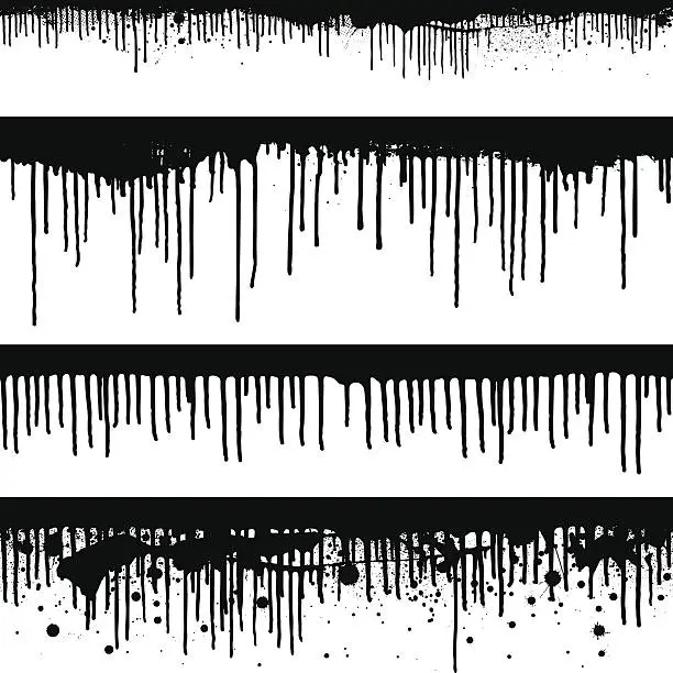 Vector illustration of Seamless black paint drips