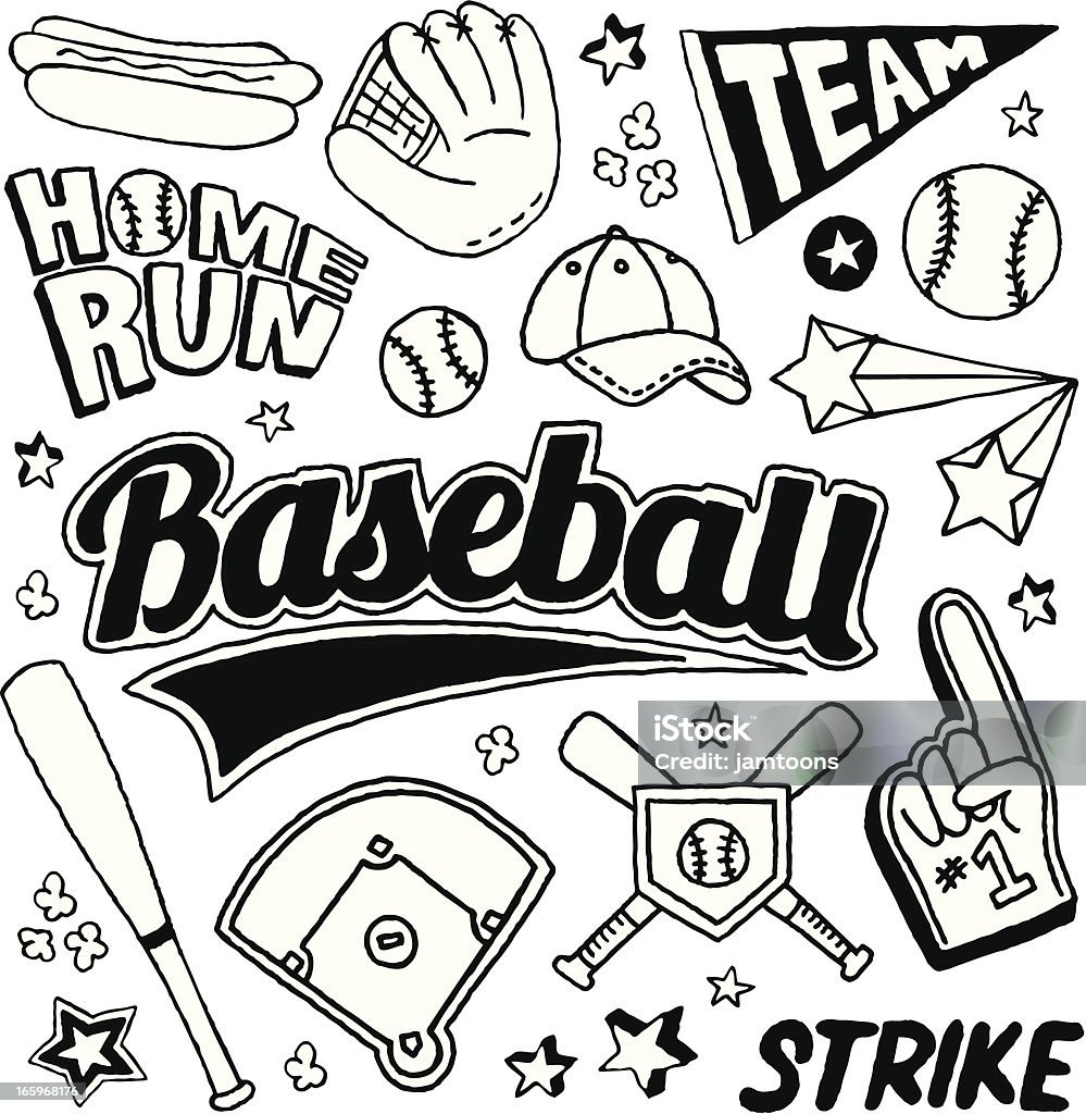 Baseball et crayonnages - clipart vectoriel de Baseball libre de droits