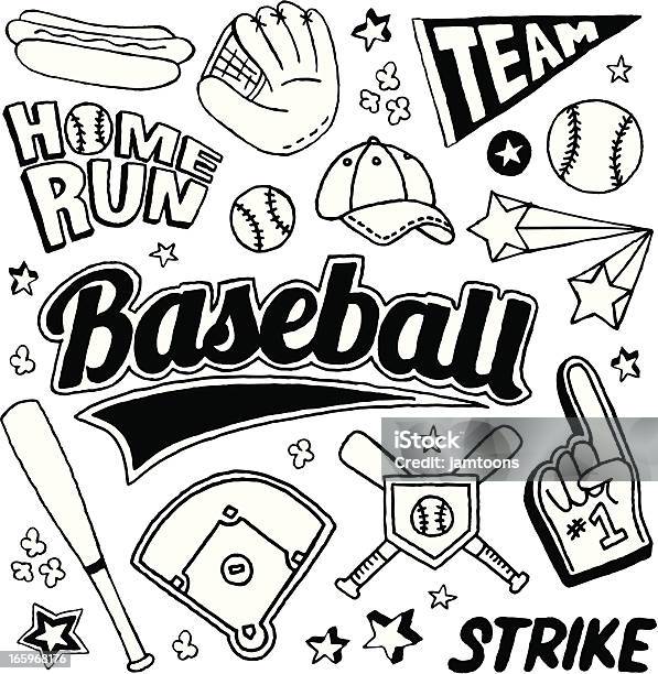 Baseball Et Crayonnages Vecteurs libres de droits et plus d'images vectorielles de Baseball - Baseball, Balle de baseball, Griffonnage