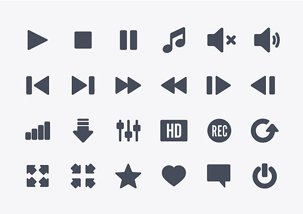 ilustrações de stock, clip art, desenhos animados e ícones de leitor multimédia ícones - interface icons video