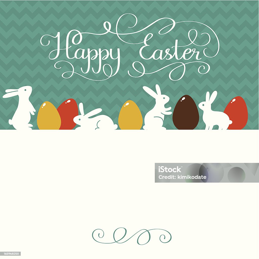 Happy Easter-card mit Kaninchen und Schriftzug - Lizenzfrei Kartenspiel Vektorgrafik