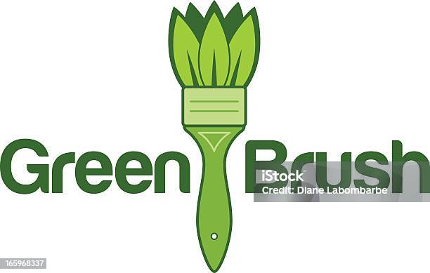 녹색 잎 페인트브러시 에코 컨셉입니다 0명에 대한 스톡 벡터 아트 및 기타 이미지 - 0명, 개념과 주제, 낱말