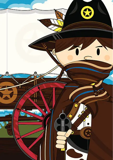 Vector illustration of Cowboy Sheriff & Chuck Wagon