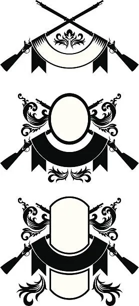 Vector illustration of Emblem with rifles