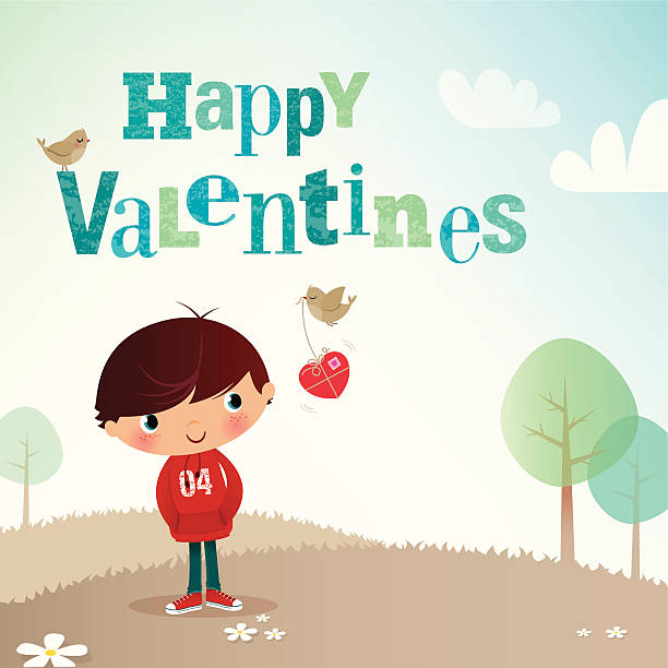 Valentine boy vector art illustration