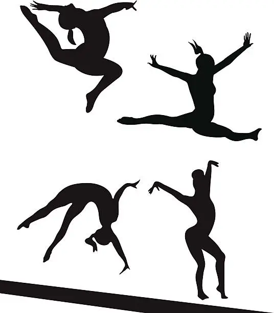 Vector illustration of Competing Gymnasts