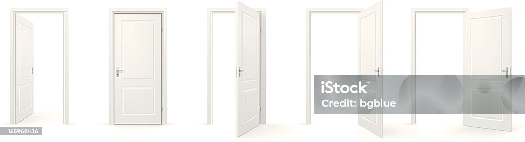 Open and closed doors Set of open and closed doors. Door stock vector
