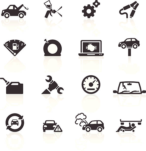 Car Breakdown & Repair Icons Auto Breakdown & Repair Icons. Layered & grouped for ease of use. Download includes EPS 8, EPS 10 and high resolution JPEG & PNG files. garage clipart stock illustrations