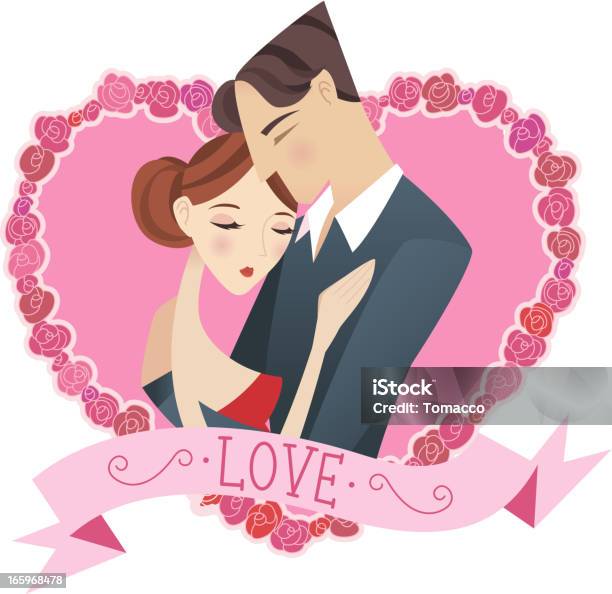 Coppia Di Rose A Forma Di Cuore - Immagini vettoriali stock e altre immagini di Abbracciare una persona - Abbracciare una persona, Adulto, Affettuoso