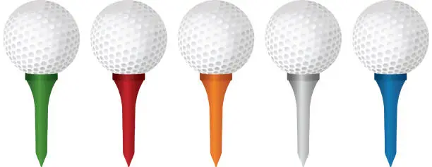 Vector illustration of Golf balls and tees