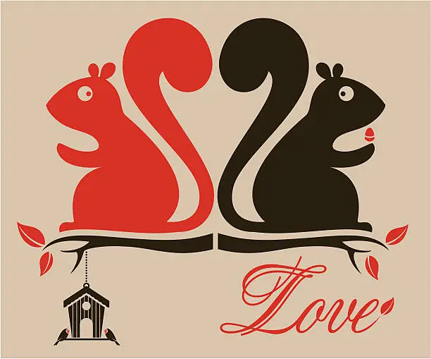 Vector illustration of Valentine Squirrels