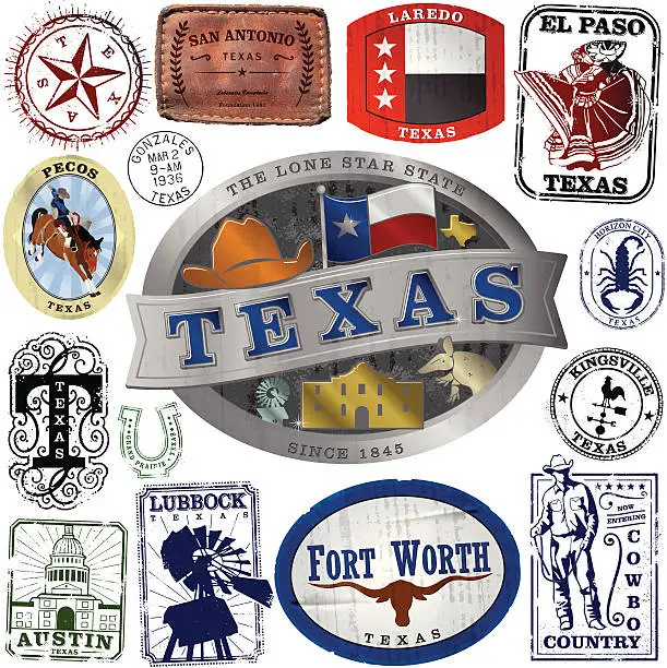 Vector illustration of Big Texas Graphic Collection