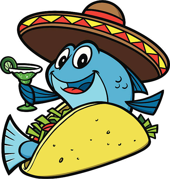 illustrations, cliparts, dessins animés et icônes de tacos de poisson dessin animé - fish tacos