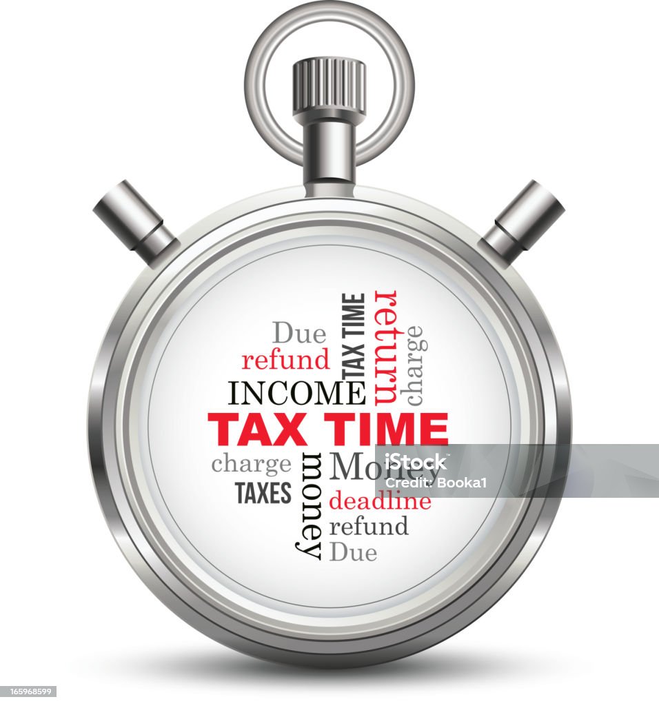 Impostos tempo cronômetro conceito de - Vetor de Imposto royalty-free