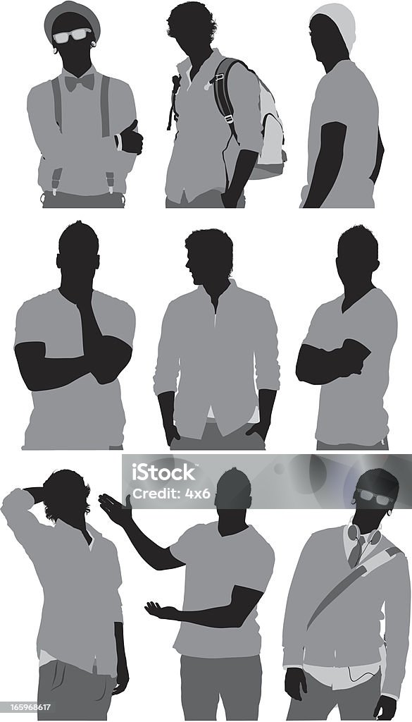 Plusieurs silhouettes d'homme posant - clipart vectoriel de T-Shirt libre de droits