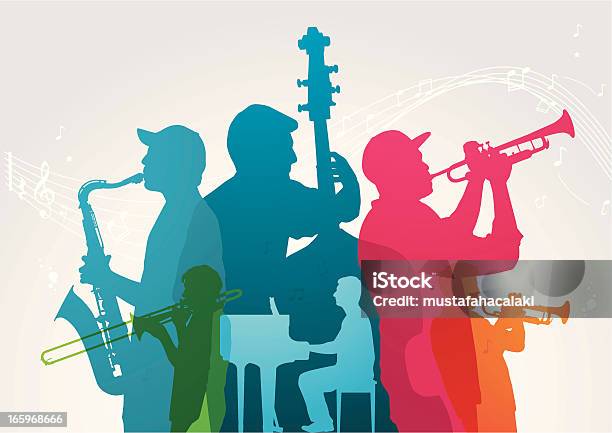 Colourful Music Band Stock Illustration - Download Image Now - Jazz Music, Performance Group, In Silhouette