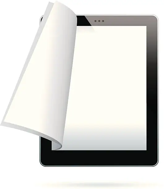 Vector illustration of Digital tablet book turning pages